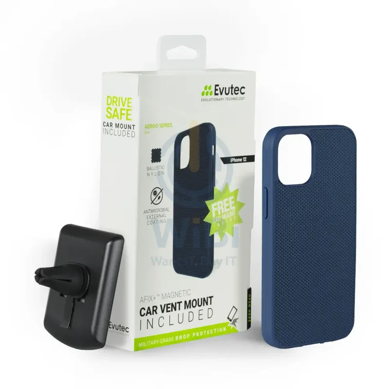 Evutec iPhone 12 mini Ballistic Nylon Case with AFIX+ Mount - Blue
