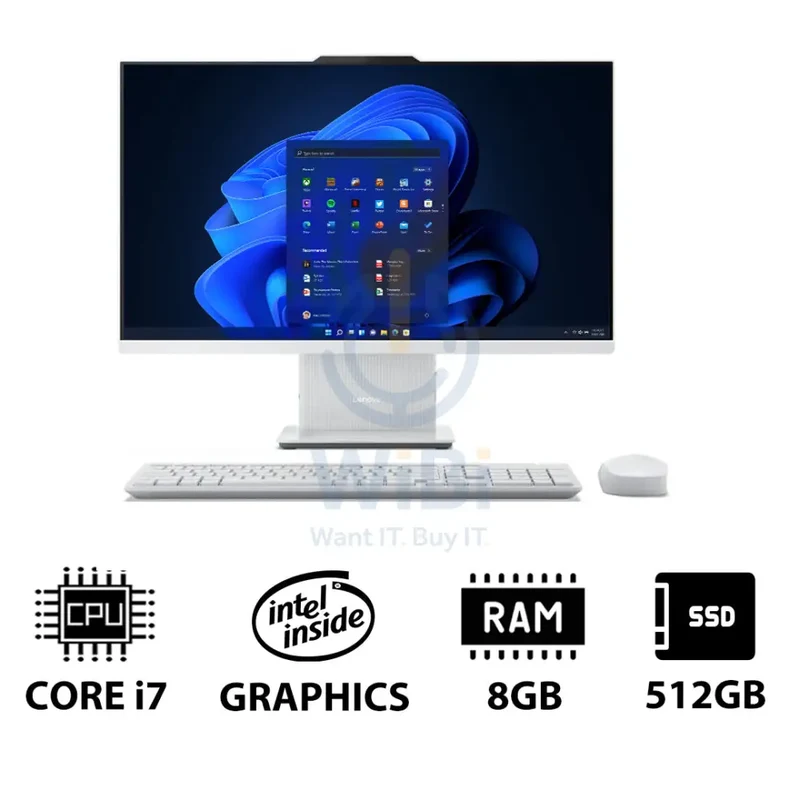 Lenovo IdeaCentre Gen 9 AIO PC - i7 / 8GB / 512GB (NVMe M.2 SSD) / 23.8" FHD Multi-Touch / Win 11 Pro / 1YW / English/Arabic / Cloud Grey - Desktop