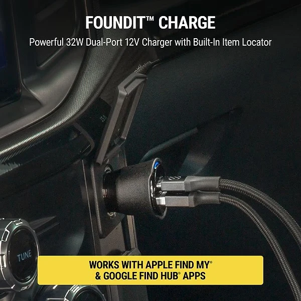 جهاز سكوشي فاوند إت برو للتعقب والعثور، شاحن USB-C/USB-A بقدرة 32 واط مع محدد مواقع لأندرويد وiOS، أسود