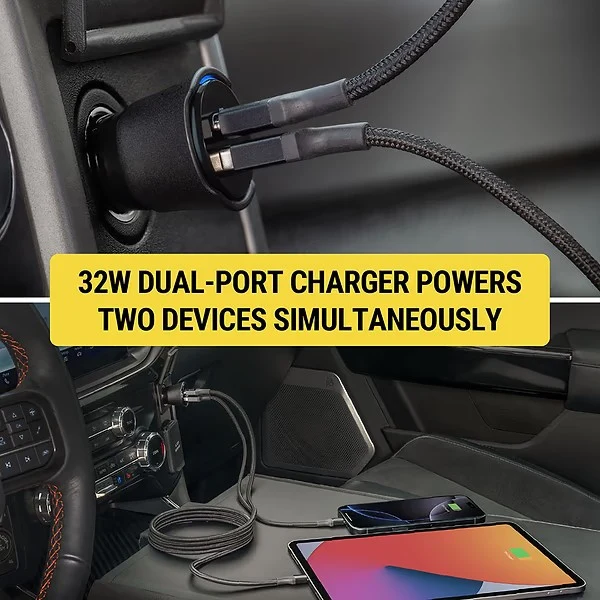 جهاز سكوشي فاوند إت برو للتعقب والعثور، شاحن USB-C/USB-A بقدرة 32 واط مع محدد مواقع لأندرويد وiOS، أسود