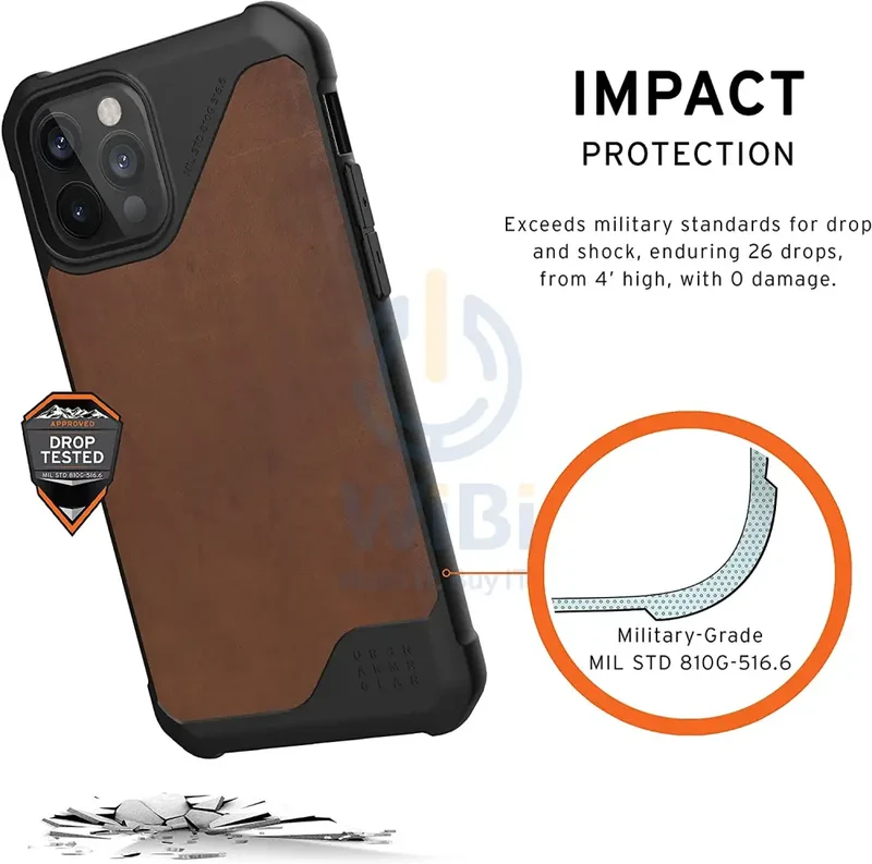 UAG iPhone 12 / iPhone 12 Pro Metropolis LT LTHR ARMR Case - Brown Leather