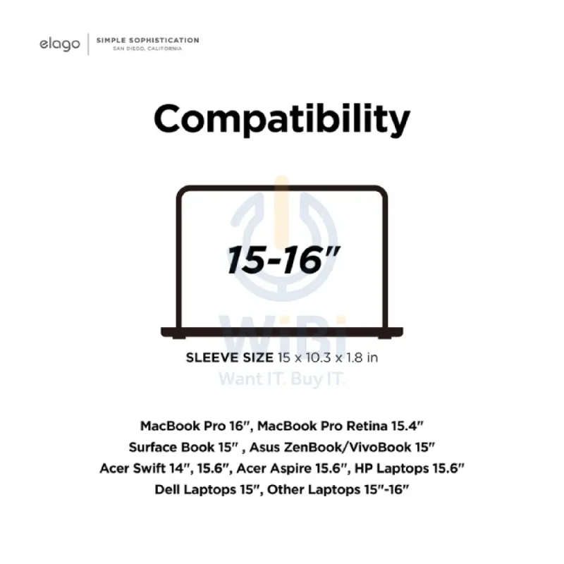 Elago Laptop 15" - 16" Pocket Sleeve - Dark Grey / OPEN BOX