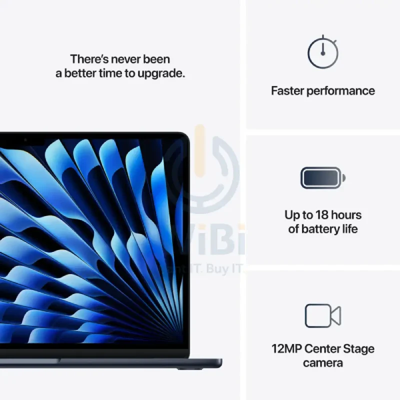 Apple MacBook Air - 13.6" / M4 / 10-Core CPU / 8-Core GPU / 16-Core Neural Engine / 16GB RAM / 256GB SSD / Arabic/English / Midnight / 1YW