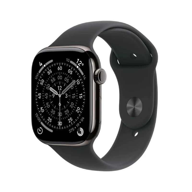 Apple Watch Series 11 - LTPO OLED / 64GB / 42mm / Bluetooth / Wi-Fi + Cellular / Medium/Large / Slate Titanium Case with Black Sport Band
