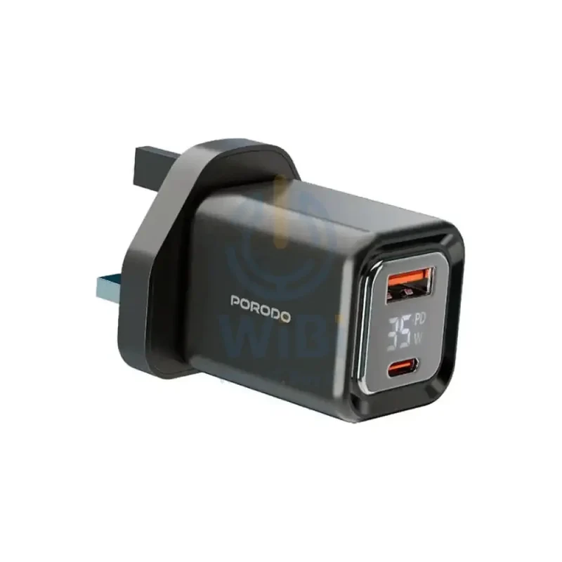 Porodo Dual Port Digital Display Quick Charger - 35W / Black