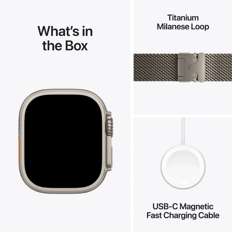 Apple Watch Ultra 3 - LTPO OLED / 64GB / 49mm / Bluetooth / Wi-Fi / Cellular / Medium / Natural Titanium Case with Natural Milanese Loop