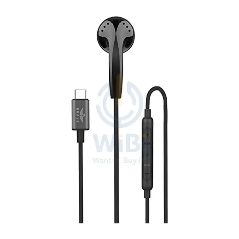 BRAVE Mono Wired Earphone - 1.2 Meter / USB-C / Black