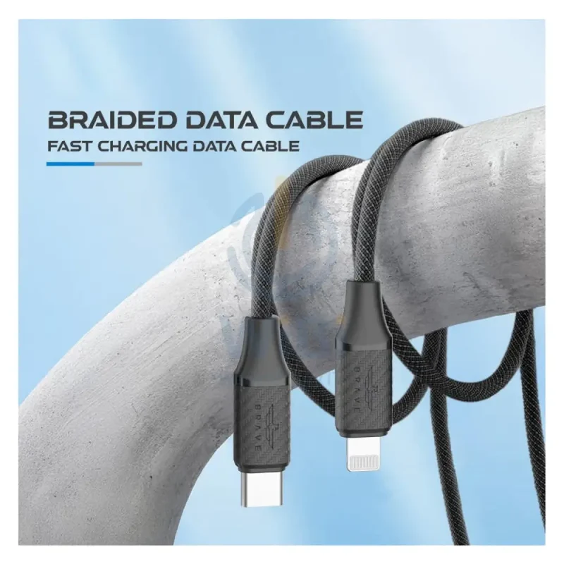 BRAVE Fast Charging Data Cable - 30W / USB-C / Lightning / Black