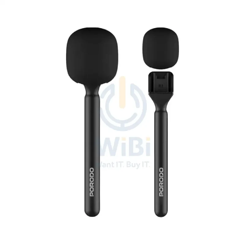 Porodo Two-Device Connect Handheld Lavalier Microphone - Black