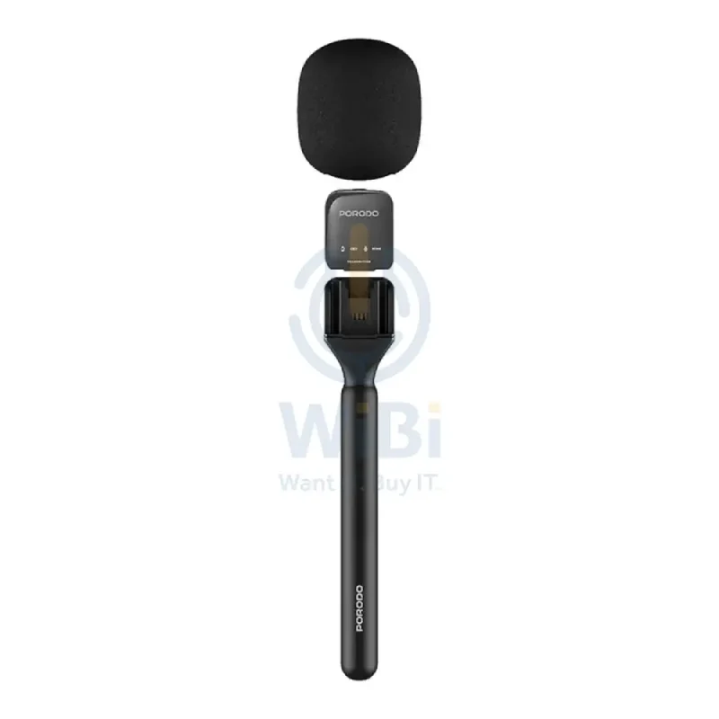 Porodo Two-Device Connect Handheld Lavalier Microphone - Black