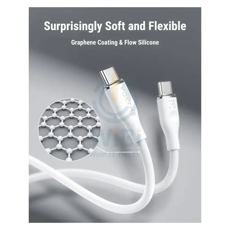 VOLTME Powerlink Moss Liquid Silicon Cable - 1 Meter / 100W / USB-C / Emarker White