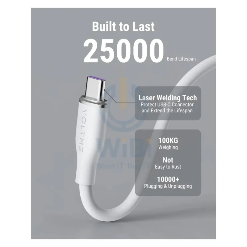 VOLTME Powerlink Moss Liquid Silicon Cable - 1 Meter / 100W / USB-C / Emarker White