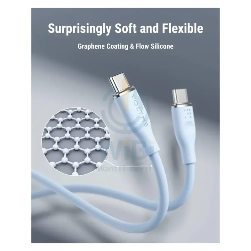 VOLTME Powerlink Moss Liquid Silicon Cable - 1 Meter / 100W / USB-C / Emarker Blue