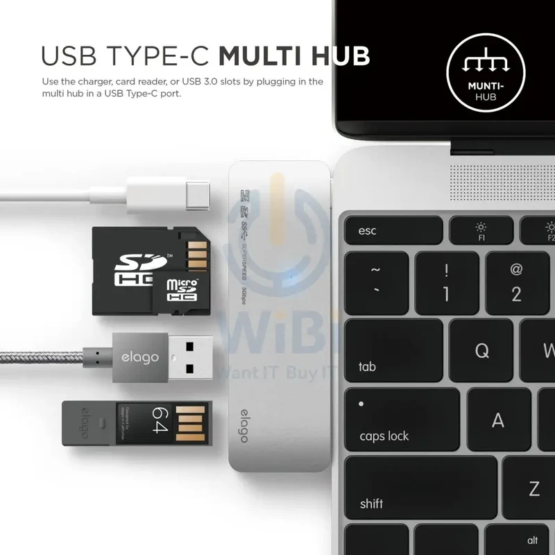 Elago Aluminum Charging Multi Hub USB-C - Silver