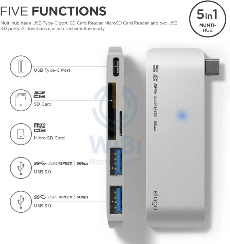 Elago Aluminum Charging Multi Hub USB-C - Silver