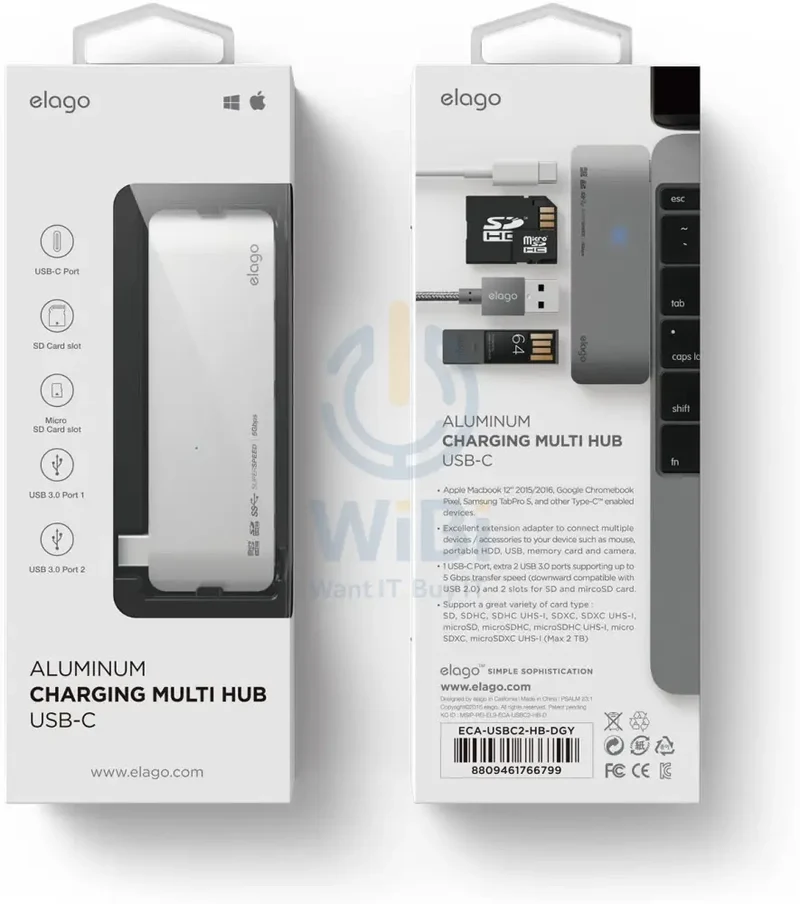 Elago Aluminum Charging Multi Hub USB-C - Silver