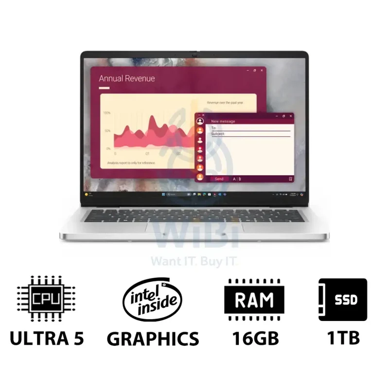 Dell Pro 14 PC14250 - 14" FHD+ Non-Touch / Ultra 5 235U vPro / 16GB / 1TB (NVMe M.2 SSD) / DOS (Without OS) / 1YW - Laptop