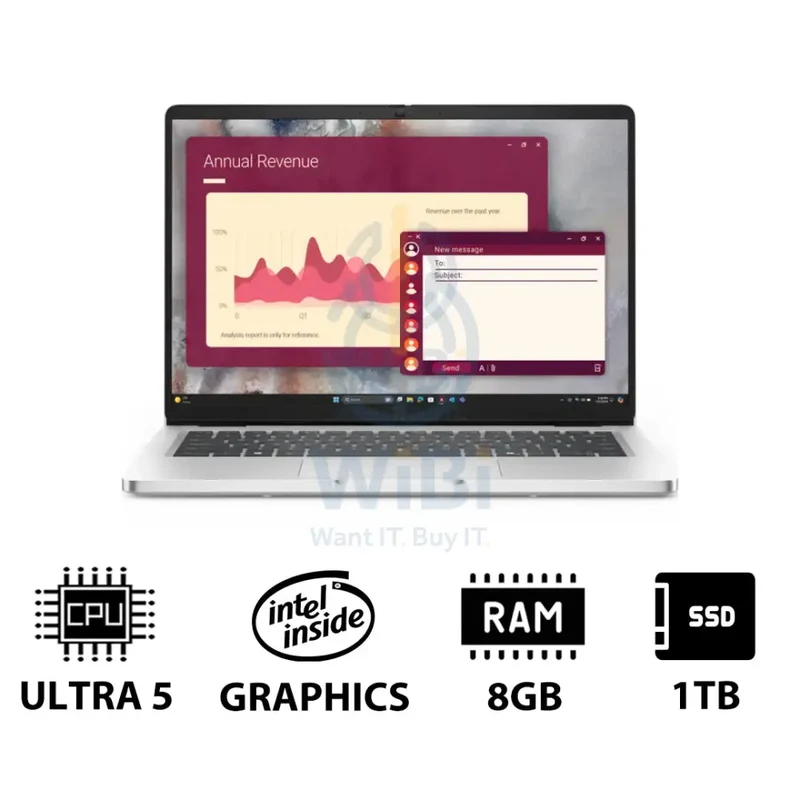 Dell Pro 14 PC14250 - 14" FHD+ Non-Touch / Ultra 5 235U vPro / 8GB / 1TB (NVMe M.2 SSD) / DOS (Without OS) / 1YW - Laptop