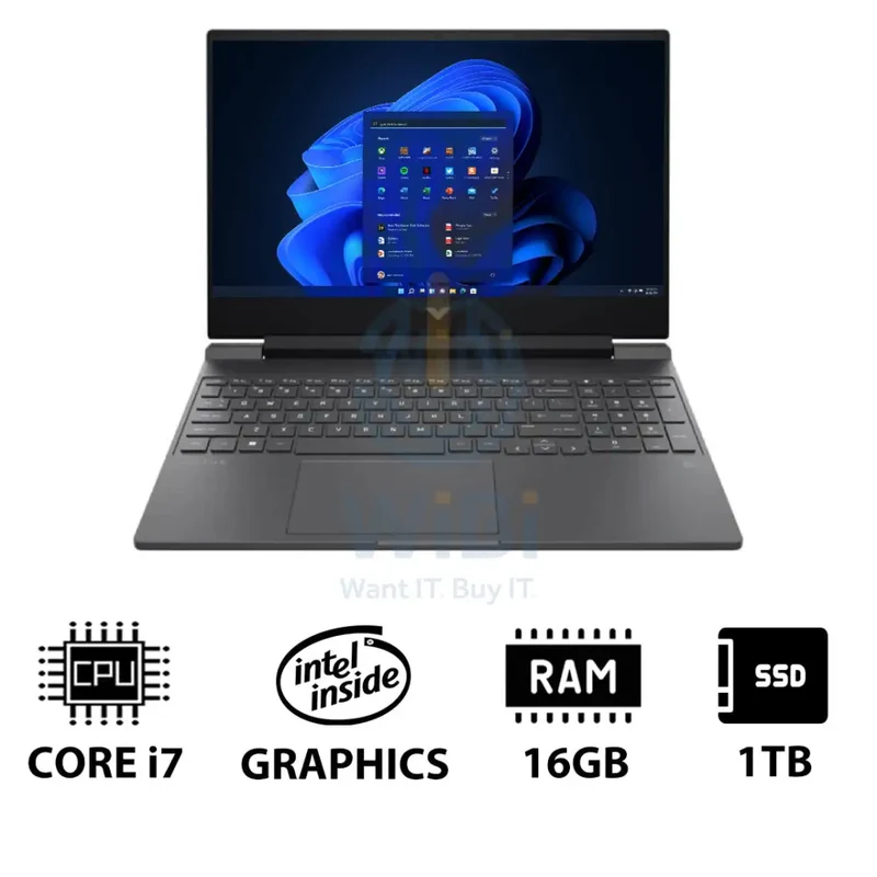 HP Victus 15-FA2093DX - 15.6" FHD / i7 / 16GB / 1TB (NVMe M.2 SSD) / RTX 5060 6GB GDDR7 / Win 11 Pro / 1YW / English Keyboard / Mica Silver - Gaming Laptop