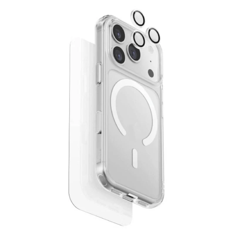 Uniq Hybrid Magclick Charging Clearvue 360 Essential Bundle Pack for Apple iPhone 17 Pro - Clear