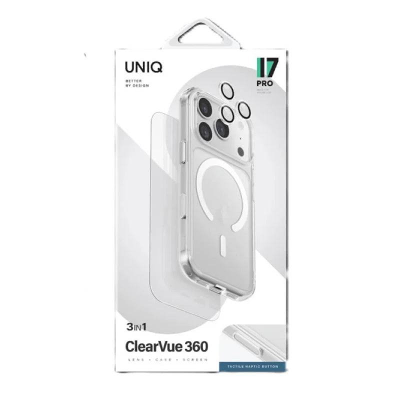 Uniq Hybrid Magclick Charging Clearvue 360 Essential Bundle Pack for Apple iPhone 17 Pro - Clear