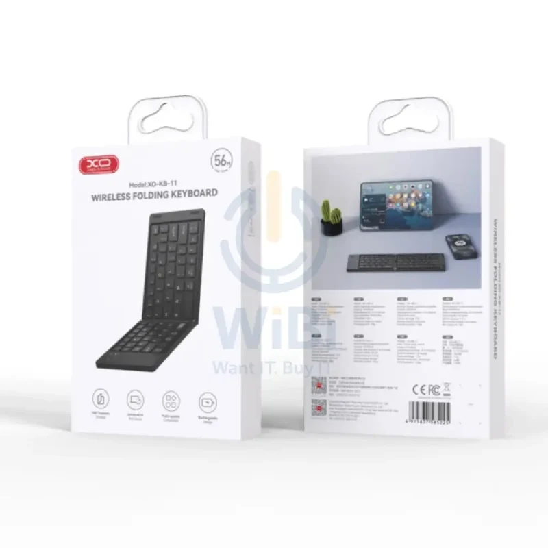 XO KB-11 Wireless Folding Keyboard - Bluetooth / 150mAh / USB-C - Black