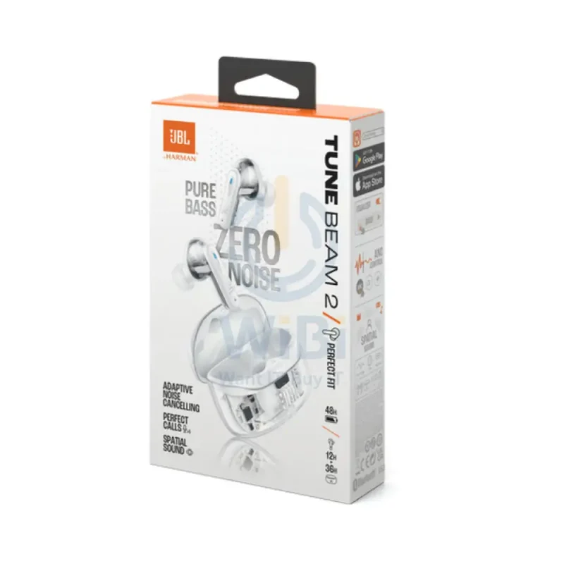JBL Tune Beam 2 Wireless Earbuds - In-Ear / Bluetooth / White