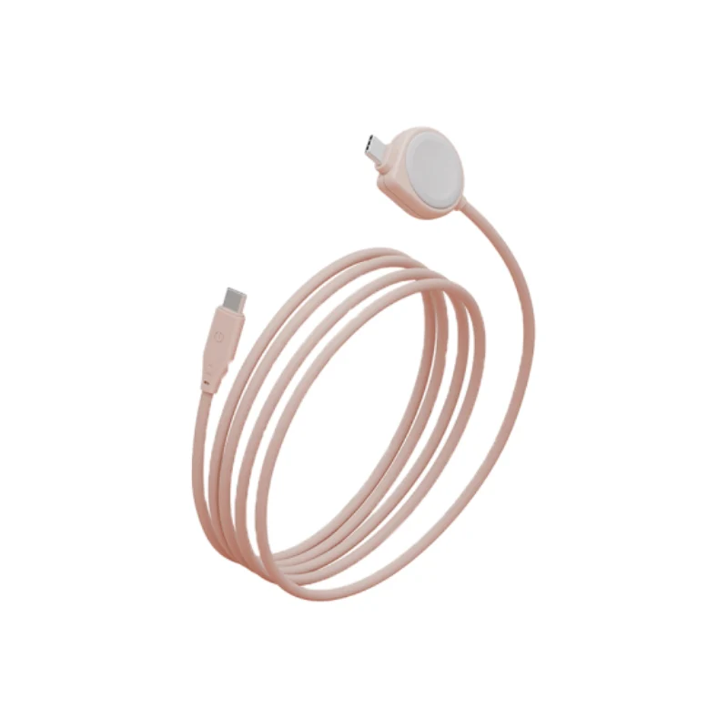 Energea Flow Duo (2In1) Cable - 1.5M / USB-C to USB-C With Apple Watch Charger / 480Mbps / 60W - Pink