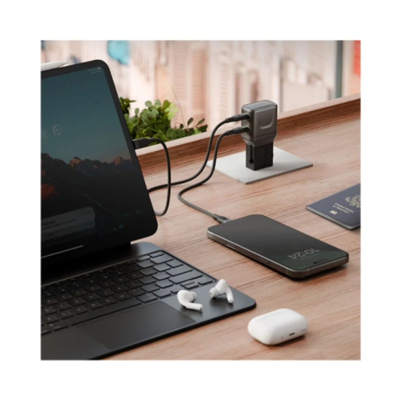 محول إنرجيا ترافل جو 65 - ‏65 واط / USB-C / رمادي معدني داكن
