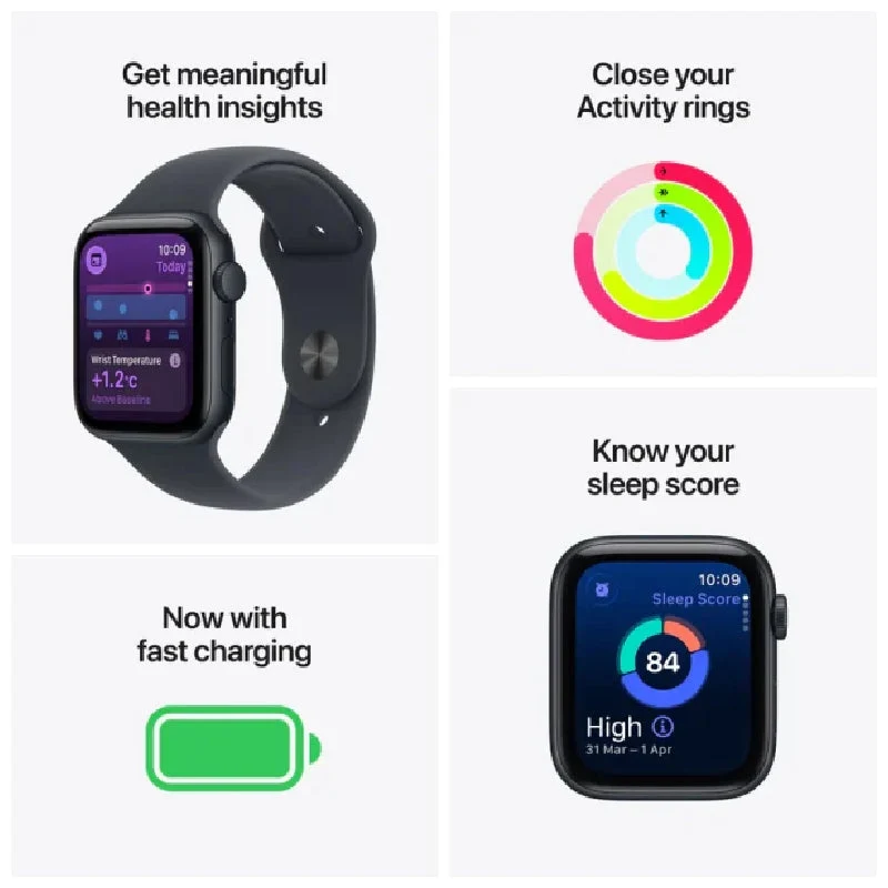 Apple Watch Series SE 3 - OLED / 64GB / 44mm / Bluetooth / Wi-Fi / Medium/Large / Starlight Aluminium Case with Starlight Sport Band