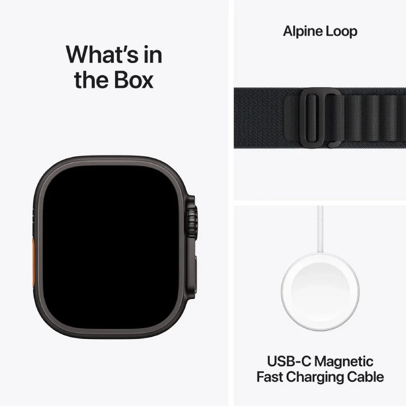 Apple Watch Ultra 3 - LTPO OLED / 64GB / 49mm / Bluetooth / Wi-Fi / Cellular / Small / Black Titanium Case with Black Alpine Loop