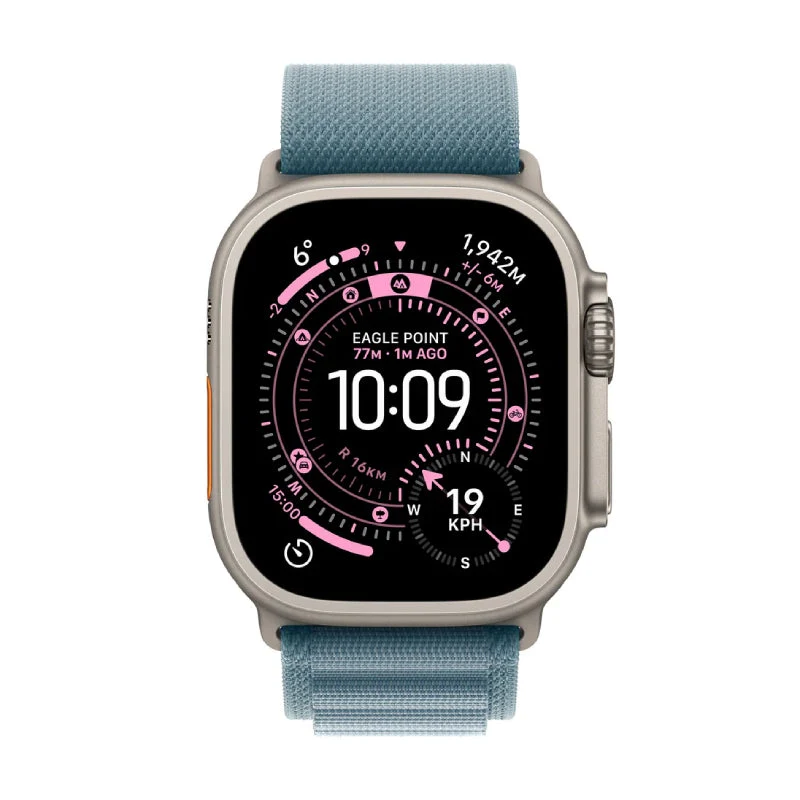 Apple Watch Ultra 3 - LTPO OLED / 64GB / 49mm / Bluetooth / Wi-Fi / Cellular / Large / Natural Titanium Case with Light Blue Alpine Loop
