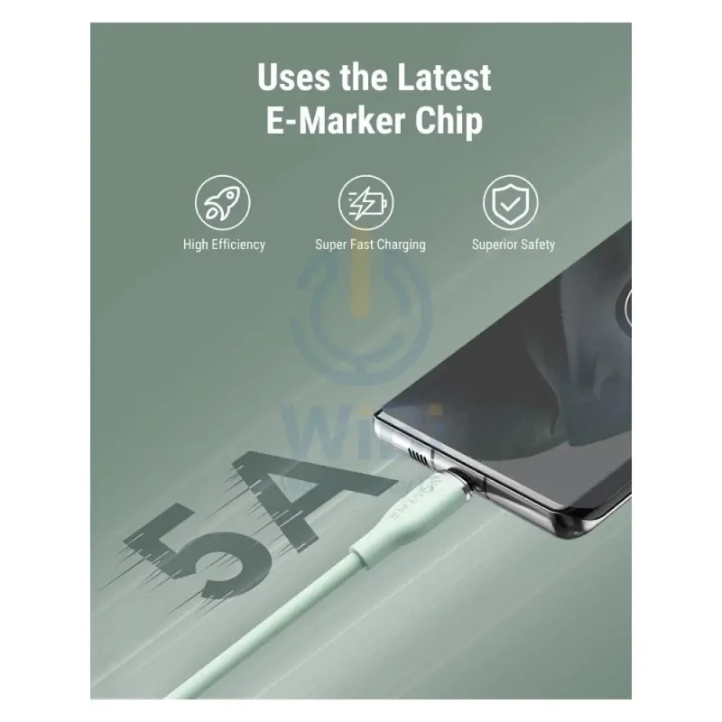 VOLTME Powerlink Moss Liquid Silicon Cable - 1 Meter / 100W / USB-C / Emarker Green