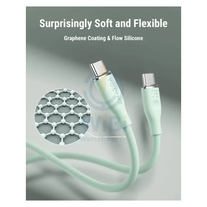 VOLTME Powerlink Moss Liquid Silicon Cable - 1 Meter / 100W / USB-C / Emarker Green