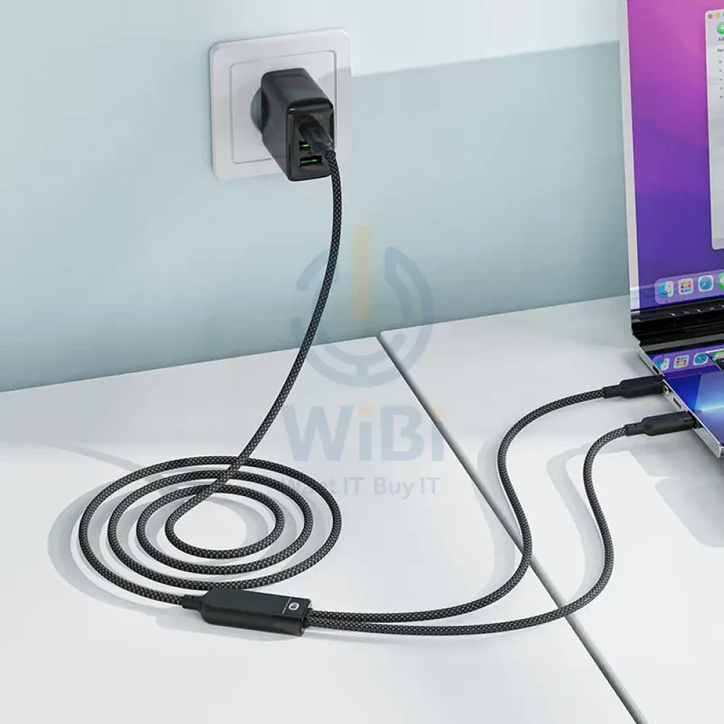 ACEFAST C5-11 USB-C to 2xUSB-C Charging Data Cable - 1.2m / 100W / Black