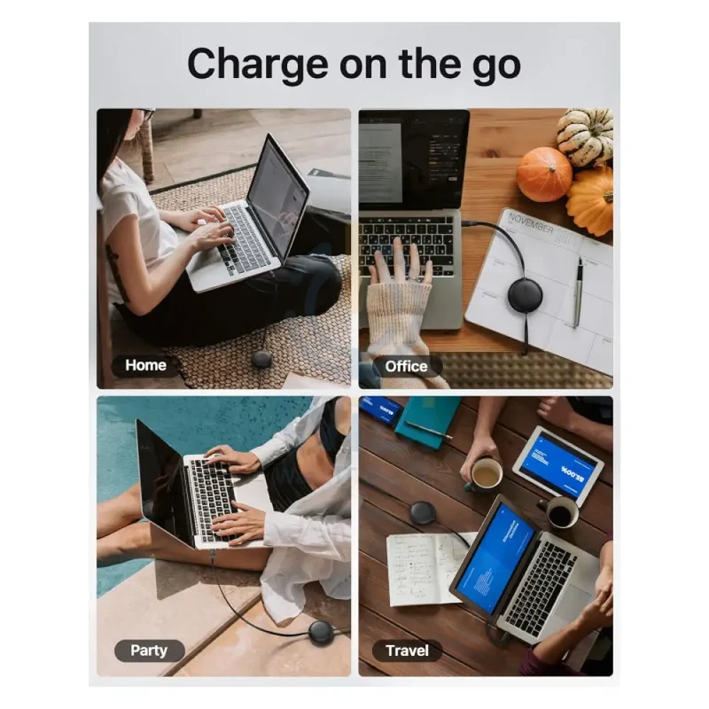 VOLTME Powerlink YoYo Dual-Way Retractable Cable - 1 Meter / 60W / USB-C / Black
