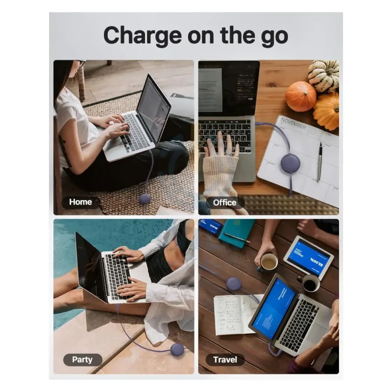 VOLTME Powerlink YoYo Dual-Way Retractable Cable - 1 Meter / 60W / USB-C / Navy Blue