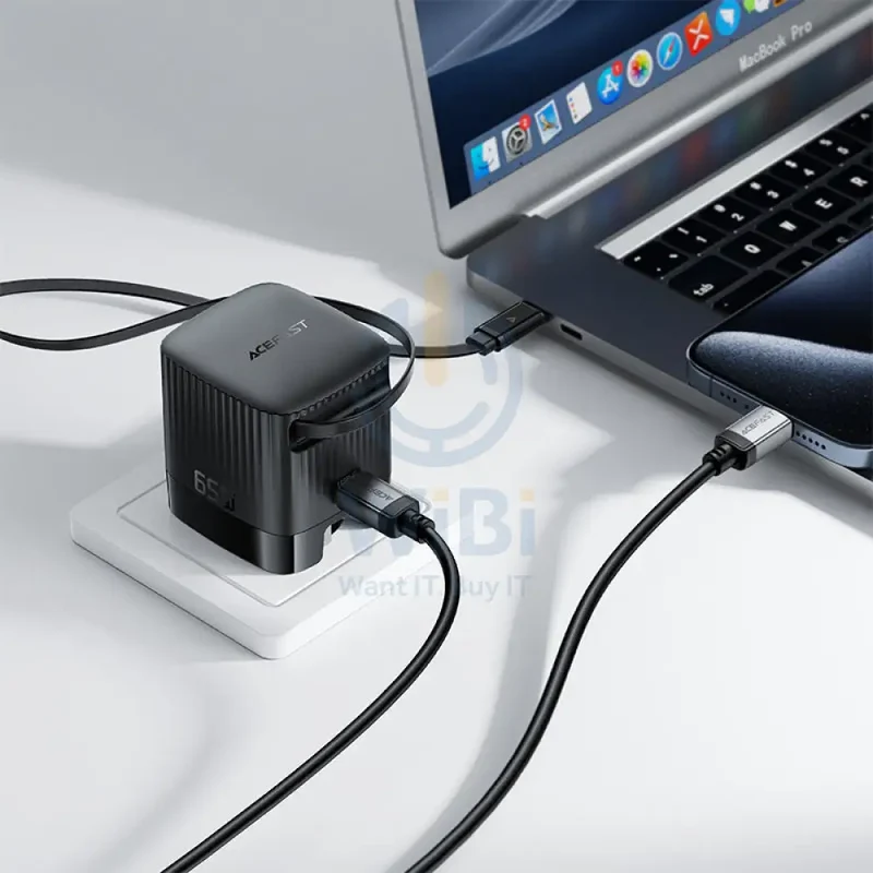 ACEFAST A129 PD65W GaN Fast Wall Charger - USB-C / UK / Black