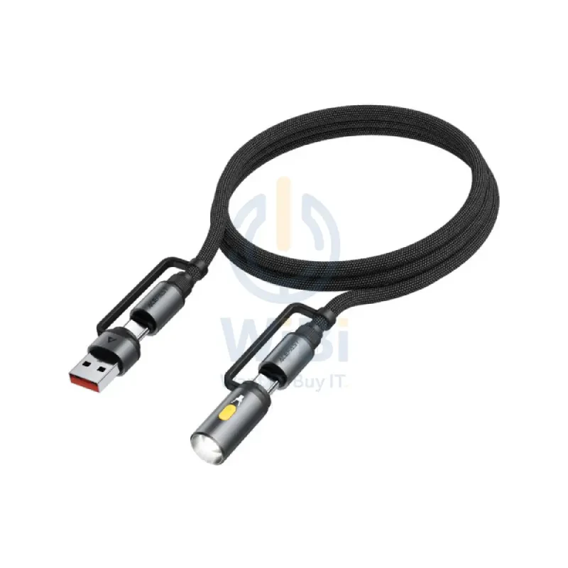 ACEFAST J5 USB-C to USB-A / LED Light Charging Data Cable - 1.2m / 60W / Black