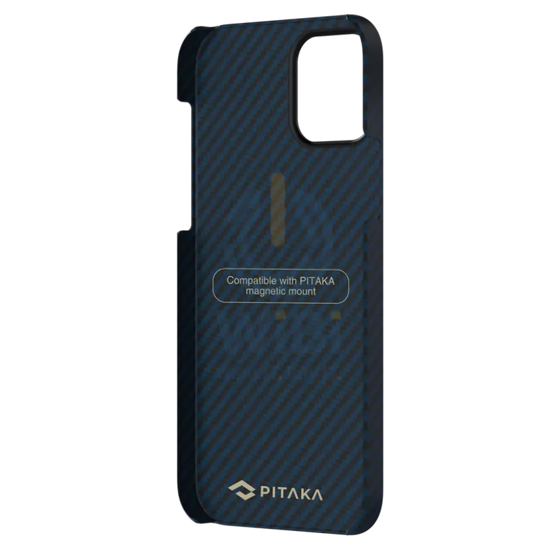 Pitaka iPhone 12 MagEZ Case - Blue Karbon - Black/Blue Twill