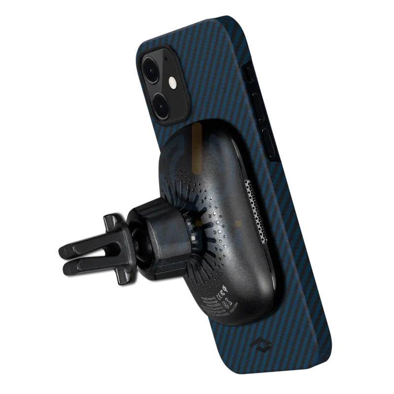 Pitaka iPhone 12 MagEZ Case - Blue Karbon - Black/Blue Twill