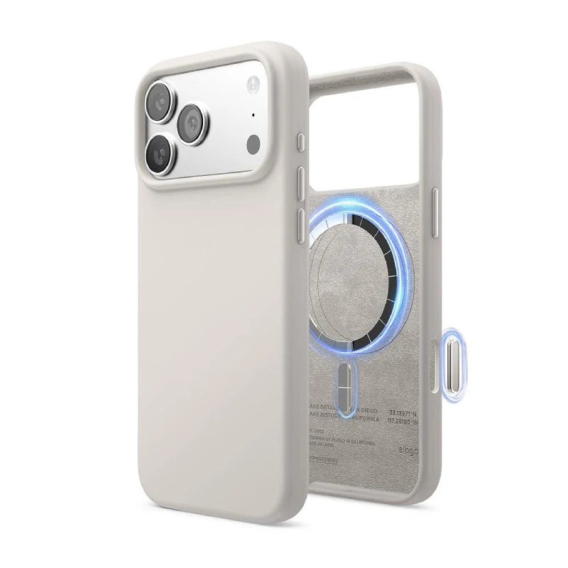 Elago Magnetic Silicone Case (Camera Control Key Included) For Apple iPhone 18 Pro Max / Apple iPhone 17 Pro Max - Stone