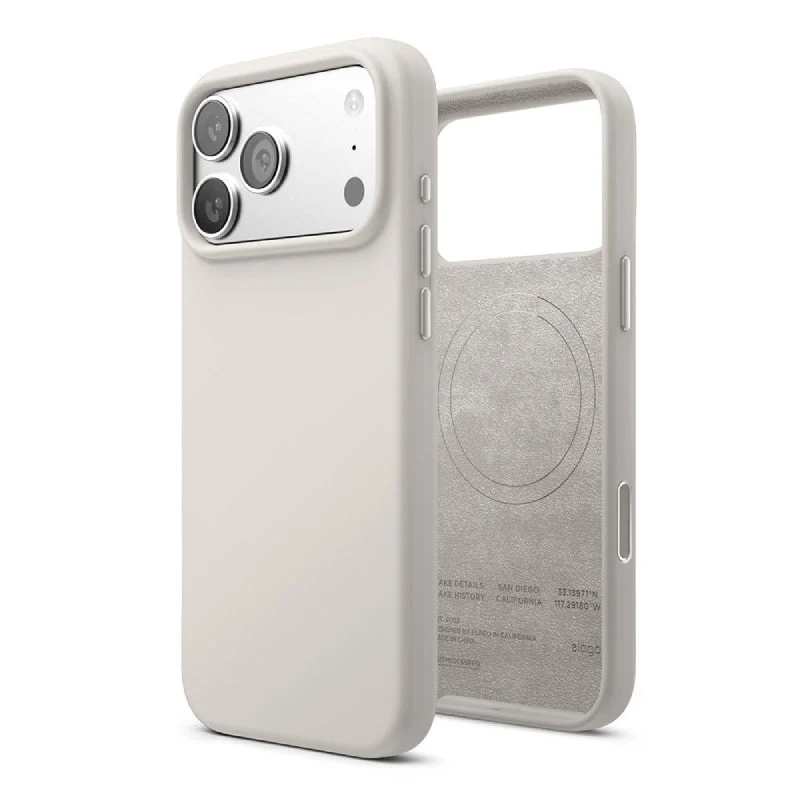 Elago Magnetic Silicone Case (Camera Control Key Included) For Apple iPhone 18 Pro Max / Apple iPhone 17 Pro Max - Stone