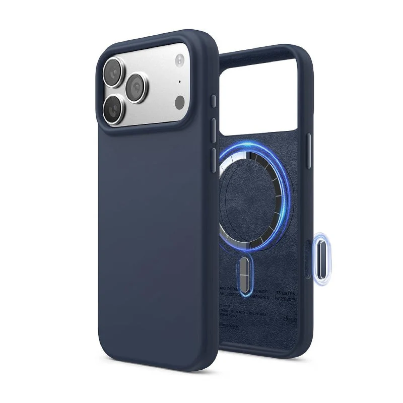 Elago Magnetic Silicone Case (Camera Control Key Included) For Apple iPhone 18 Pro Max / Apple iPhone 17 Pro Max - Jean Indigo
