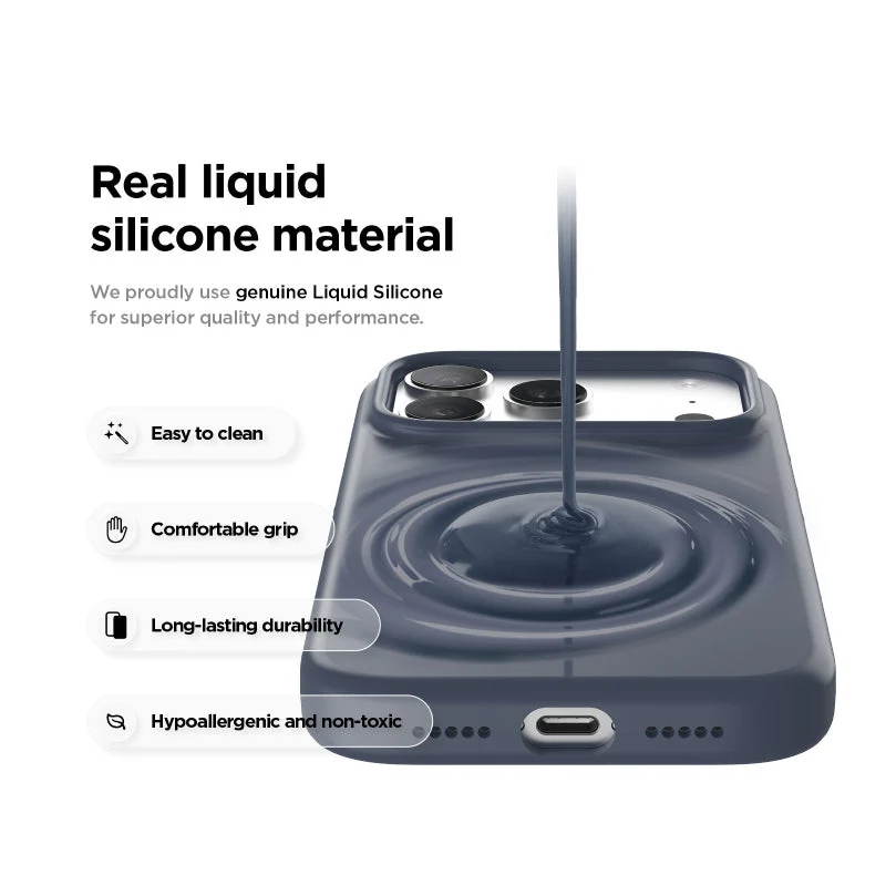Elago Magnetic Silicone Case (Camera Control Key Included) For Apple iPhone 18 Pro Max / Apple iPhone 17 Pro Max - Jean Indigo