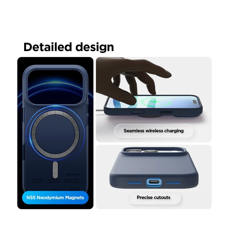 Elago Magnetic Silicone Case (Camera Control Key Included) For Apple iPhone 18 Pro Max / Apple iPhone 17 Pro Max - Jean Indigo