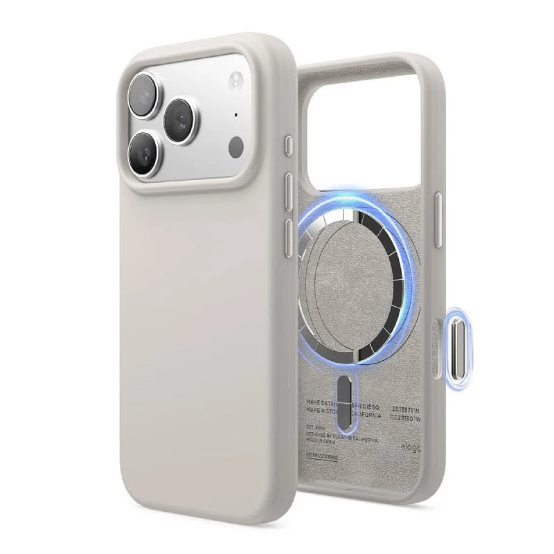 Elago Magnetic Silicone Case (Camera Control Key Included) For Apple iPhone 18 Pro / Apple iPhone 17 Pro - Stone
