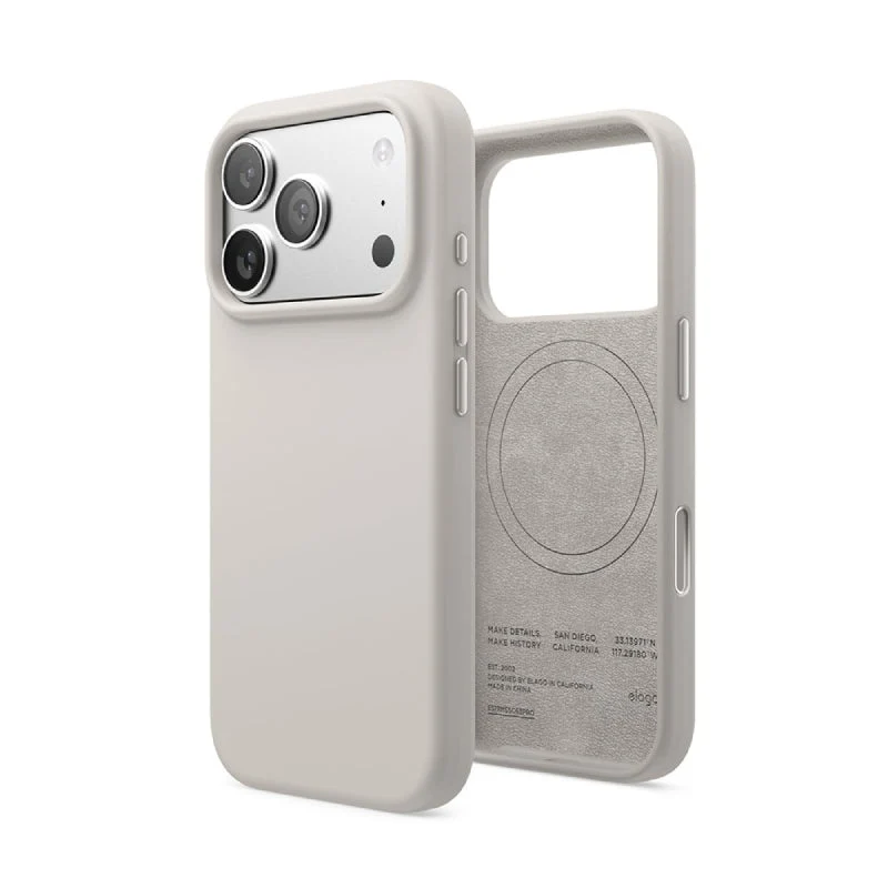 Elago Magnetic Silicone Case (Camera Control Key Included) For Apple iPhone 18 Pro / Apple iPhone 17 Pro - Stone