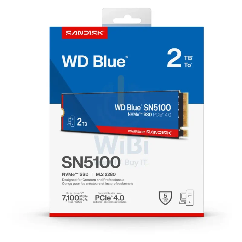 WD Blue SN5100 NVMe SSD - 2TB / Up to 7100MB/s / M.2 2280 / PCIe Gen4 x4 - SSD (Solid State Drive)