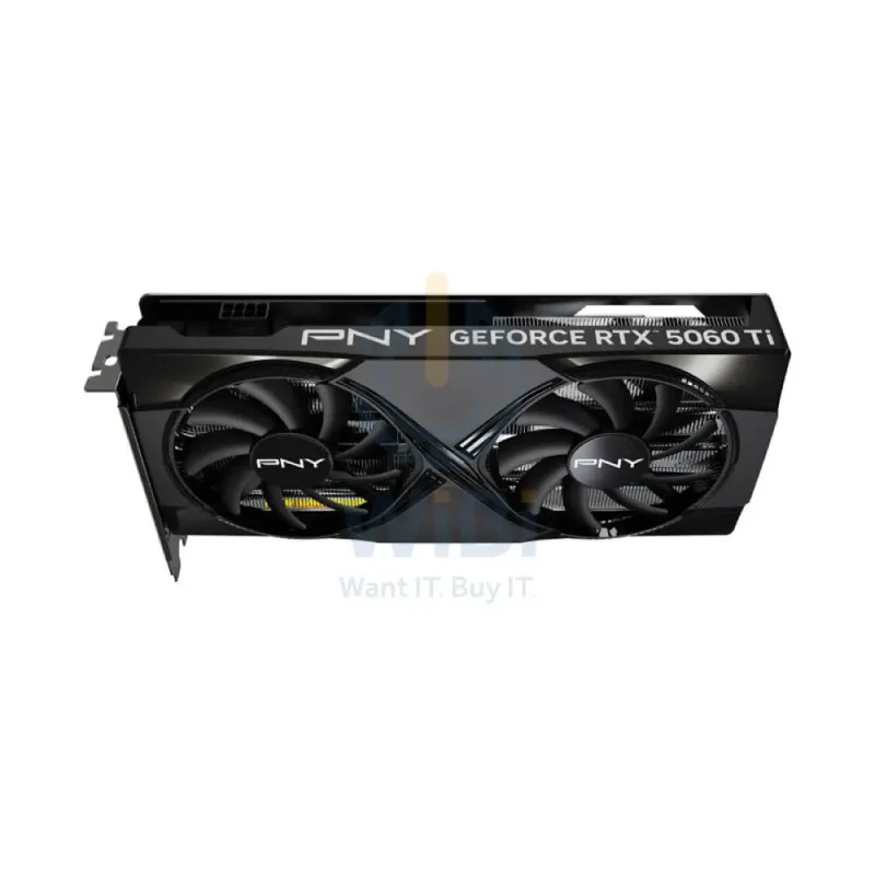 PNY NVIDIA GeForce RTX 5060 Ti 8GB OC Dual Fan Graphics Card - 8GB / GDDR7 / 128-bit / PCIe 5.0 / DisplayPort 2.1 / HDMI 2.1 / One Year Warranty